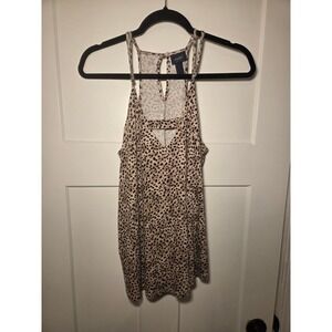 Daytrip Leopard Print Halter Tank Top‎ Womens Small Brown Black Animal Print